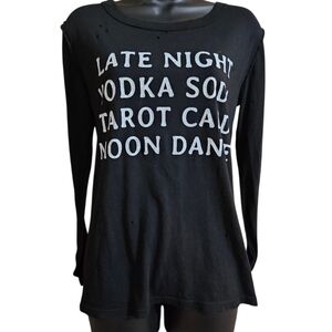 Late Night Vodka Soda Tarot Card Moondance Black Boho Long Sleeve Tee